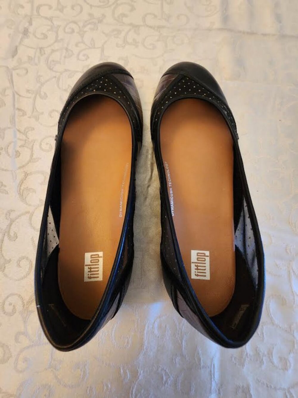 FITFLOP SIZE 8M BLACK GRAY GOLD LEATHER FLATS - Picture 2 of 5